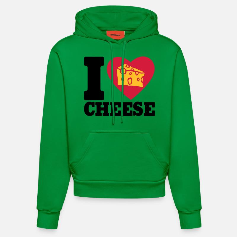 I love Cheese - Sweat à capuche bio ajusté fabriqué en UE - City Green