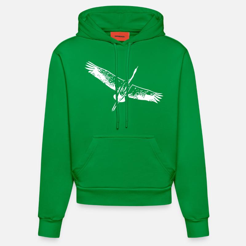Héron oiseau en vol - Sweat à capuche bio ajusté fabriqué en UE - City Green