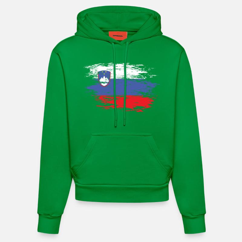 Drapeau de la Slovénie utilisé - Sweat à capuche bio ajusté fabriqué en UE - City Green