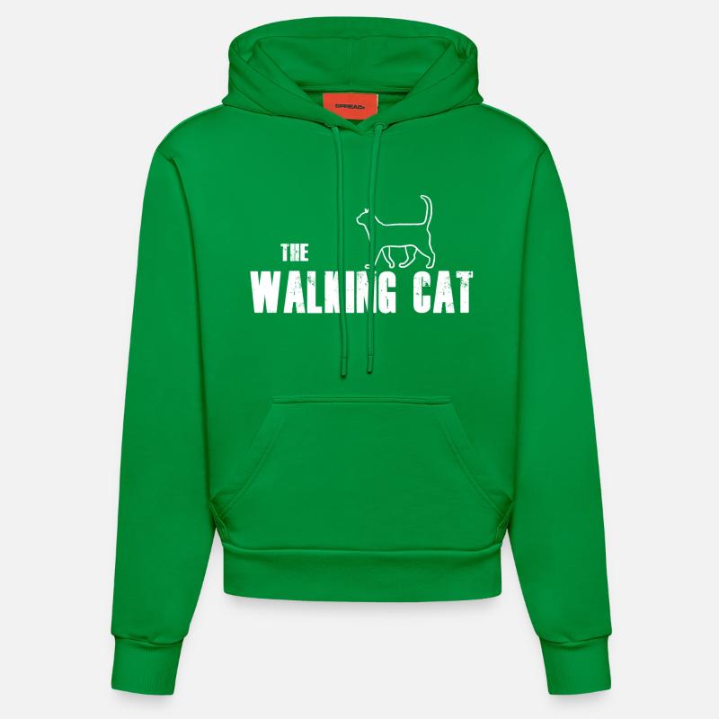 Le chat de marche - Sweat à capuche bio ajusté fabriqué en UE - City Green