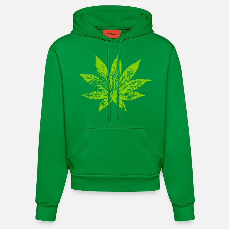 feuille de cannabis 078 - Sweat à capuche bio ajusté fabriqué en UE - City Green