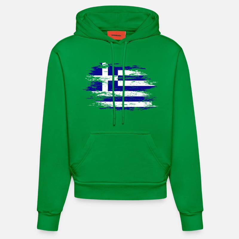Drapeau de la Grèce utilisé - Sweat à capuche bio ajusté fabriqué en UE - City Green