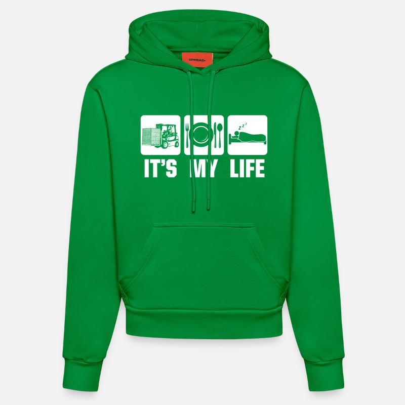 caristes - c'est ma vie - Sweat à capuche bio ajusté fabriqué en UE - City Green