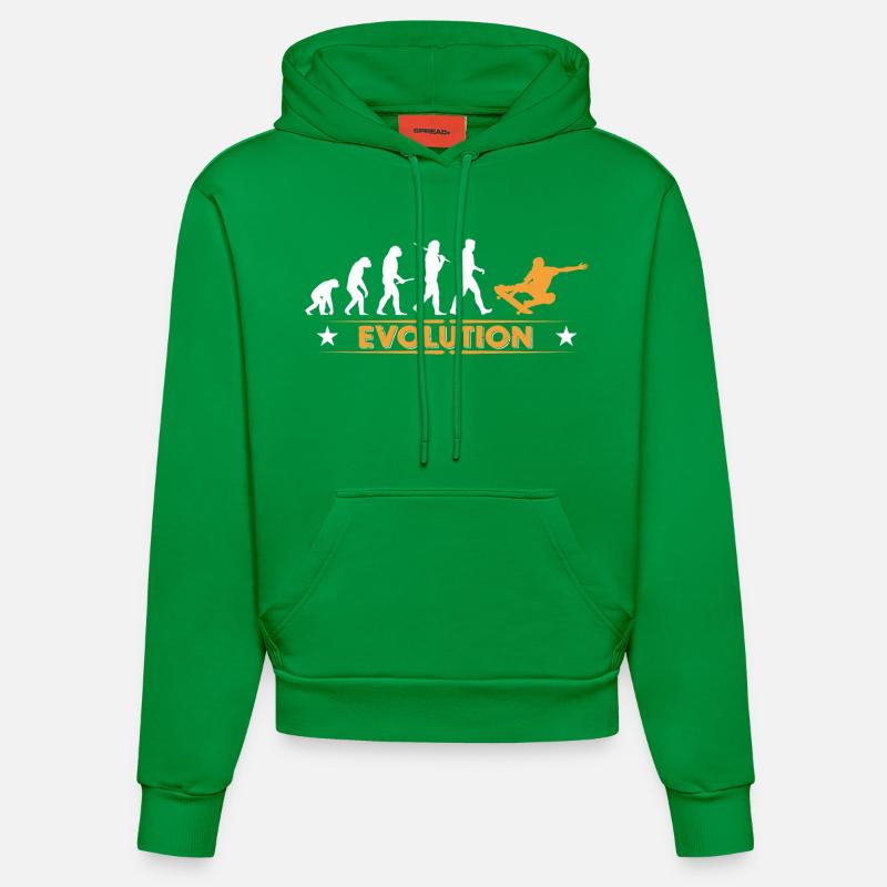 Skateboard Evolution - orange/weiss - Sweat à capuche bio ajusté fabriqué en UE - City Green