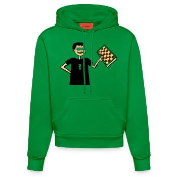 Chess Nerd Hobby Board Game Gift Glasses Cool - Organic Fitted Hoodie Made in EU - City Green - Front