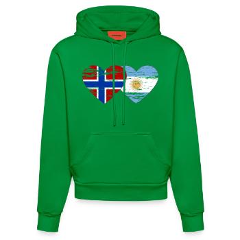 Norway Argentina Flag Used - Organic Fitted Hoodie Made in EU - City Green - Front