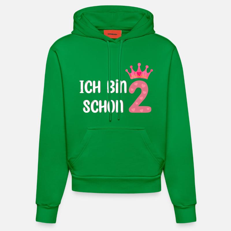 Ich bin schon 2 - Organic Fitted Hoodie Made in EU - City Green