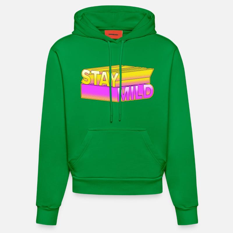 Stay Mild - Look rétro néon 3D - Sweat à capuche bio ajusté fabriqué en UE - City Green