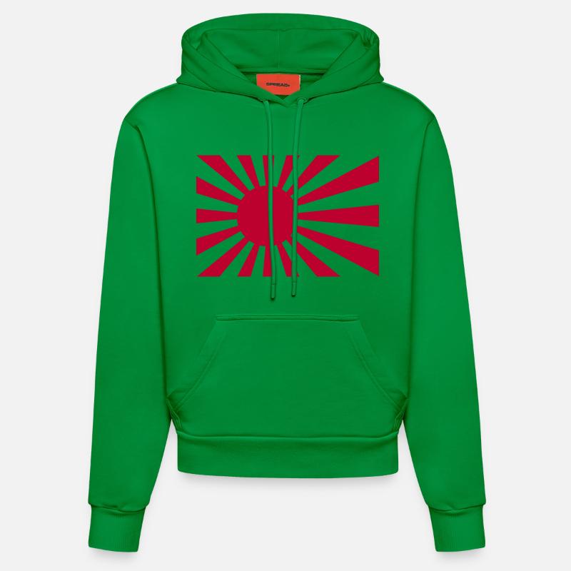 Drapeau du Soleil Levant - Sweat à capuche bio ajusté fabriqué en UE - City Green
