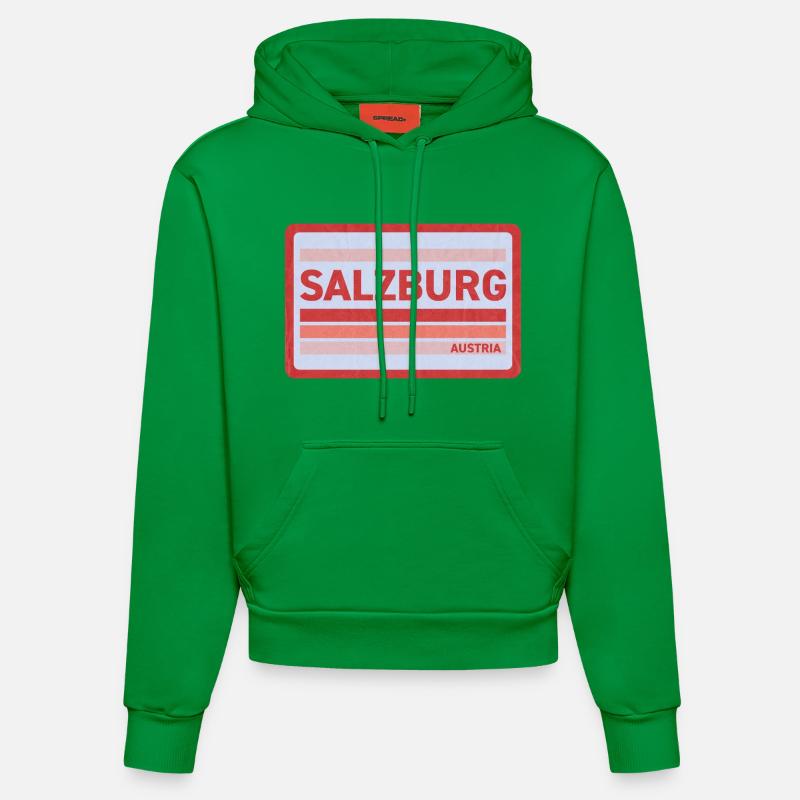 Imprimé de style rétro de Salzbourg - Sweat à capuche bio ajusté fabriqué en UE - City Green