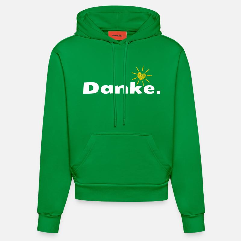 Merci HerzSonne Typography - Sweat à capuche bio ajusté fabriqué en UE - City Green