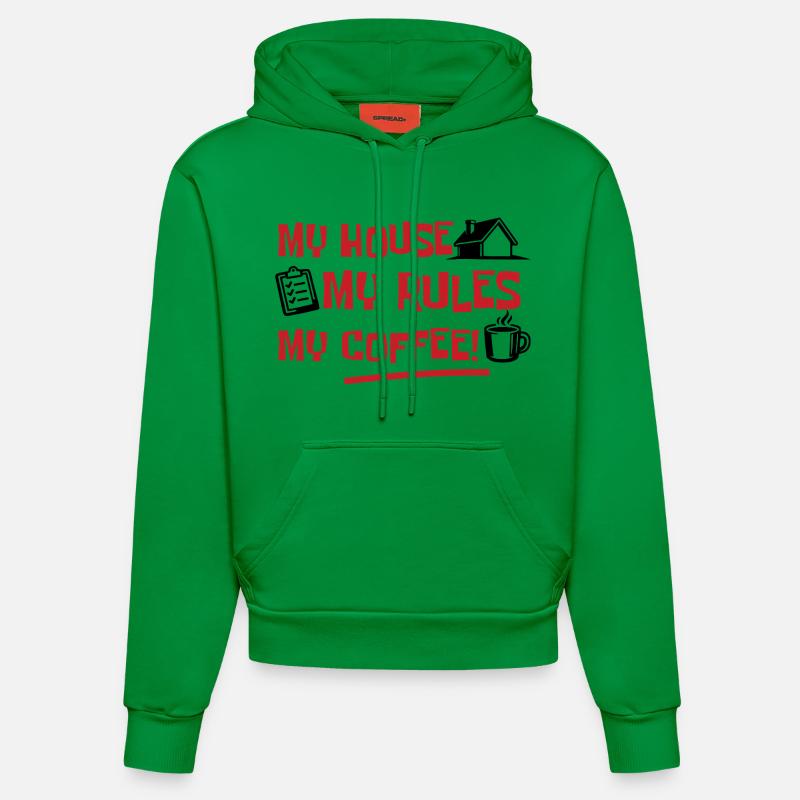 Ma maison, mes règles, mon café - Sweat à capuche bio ajusté fabriqué en UE - City Green