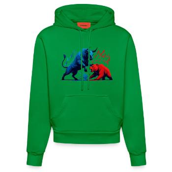 Bull contre Bear Boursiers Actions de Wall Street Fight - Sweat à capuche bio ajusté fabriqué en UE - City Green - Devant