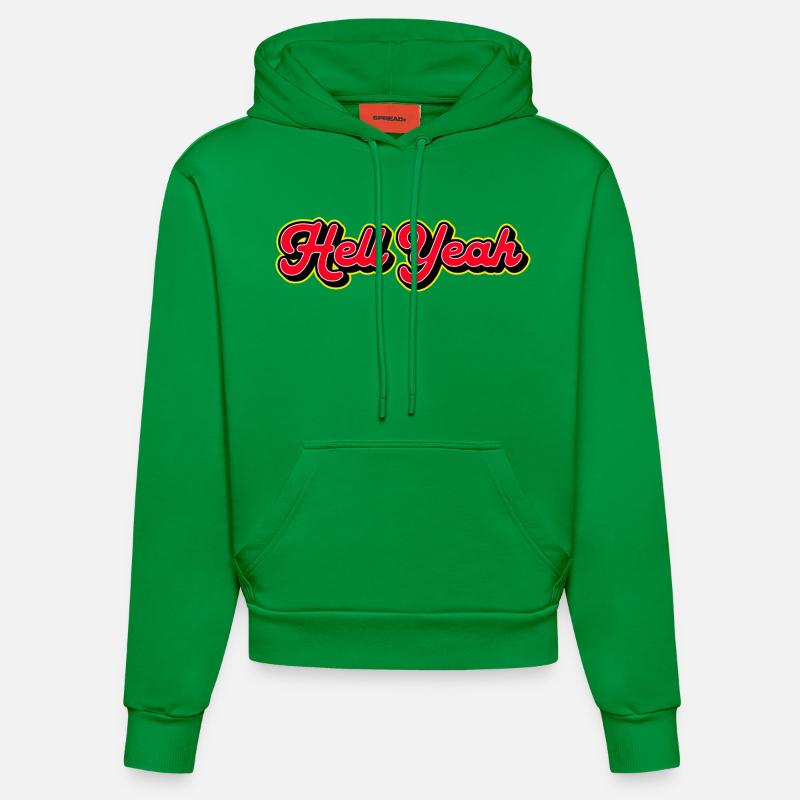 Hell Yeah 3D Retro Script - Sweat à capuche bio ajusté fabriqué en UE - City Green