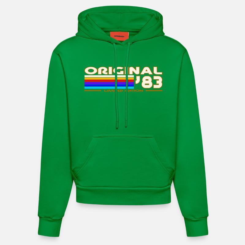 Original 83 Rainbow Retro Logo - Sweat à capuche bio ajusté fabriqué en UE - City Green