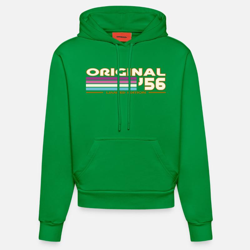 Original 56 Rayures Rétro - Sweat à capuche bio ajusté fabriqué en UE - City Green