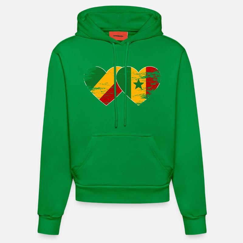 Drapeau Congo-Sénégal utilisé - Sweat à capuche bio ajusté fabriqué en UE - City Green