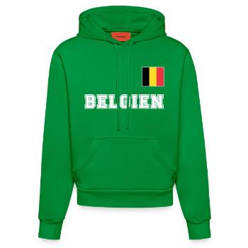 BELGIEN Trikot Look - Nationalflagge Fahne Flagge - Organic Fitted Hoodie Made in EU - City Green - Vorne