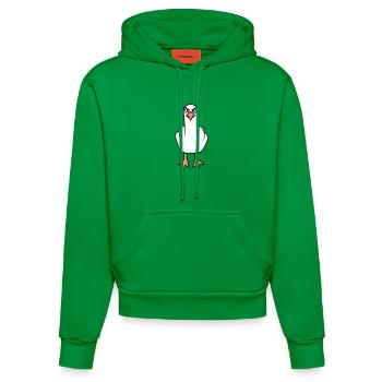 Seagull middle finger insult stinky finger naughty - Organic Fitted Hoodie Made in EU - City Green - Front