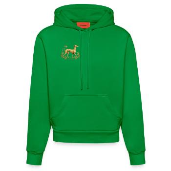 Libérez le Galgo - Broderie n°01 - Sweat à capuche bio ajusté fabriqué en UE - City Green - Devant