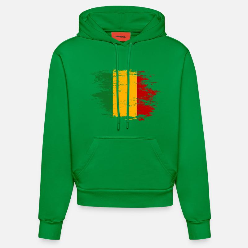 Drapeau du Mali utilisé - Sweat à capuche bio ajusté fabriqué en UE - City Green