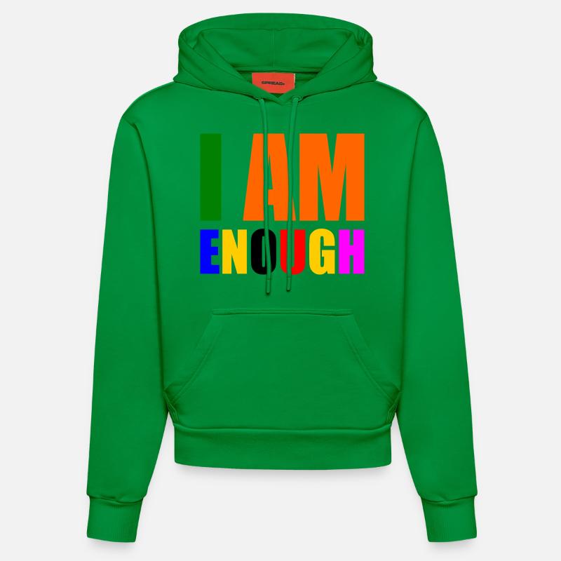 I am enough - Sweat à capuche bio ajusté fabriqué en UE - City Green