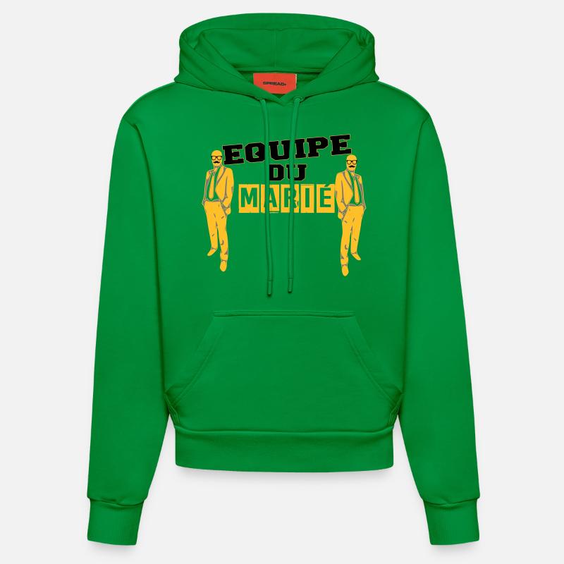 équipe marié avec moustache - Sweat à capuche bio ajusté fabriqué en UE - City Green