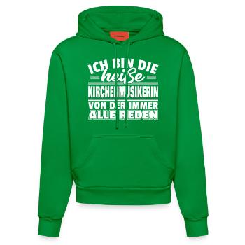 Heiße Kirchenmusikerin - Organic Fitted Hoodie Made in EU - City Green - Vorne
