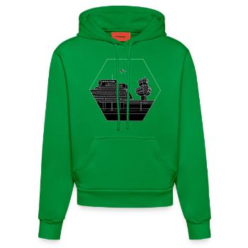 Flughafen Tegel Berlin 2 - Organic Fitted Hoodie Made in EU - City Green - Vorne