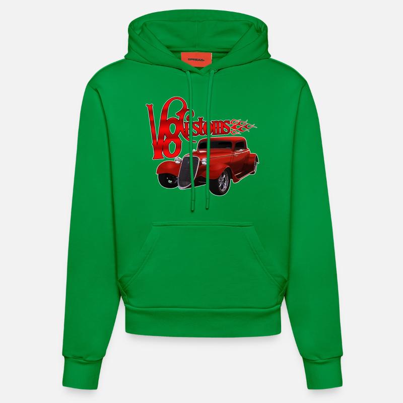 V8 Customs - Sweat à capuche bio ajusté fabriqué en UE - City Green
