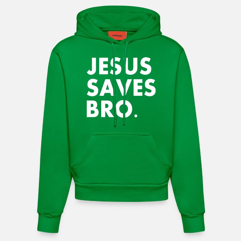 Jesus saves bro - Sweat à capuche bio ajusté fabriqué en UE - City Green