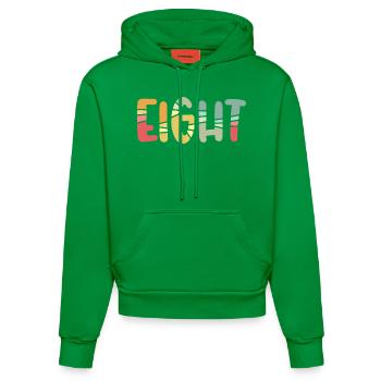 Eight - 8 Years Old Birthday, 8 Year Anniversary - Organic Fitted Hoodie Made in EU - City Green - Front
