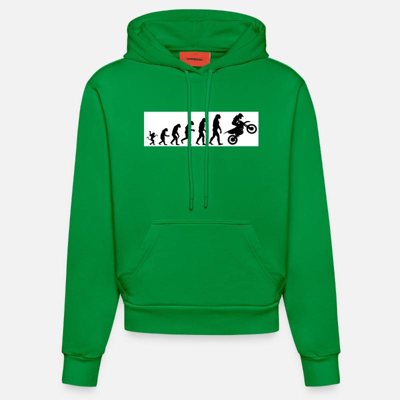 Evolution Motorcycle - Organic Fitted Hoodie Made in EU - City Green