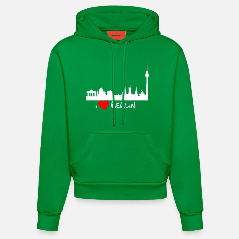 J'aime Berlin - Sweat à capuche bio ajusté fabriqué en UE - City Green