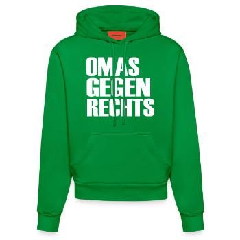 Omas gegen rechts - Organic Fitted Hoodie Made in EU - City Green - Vorne