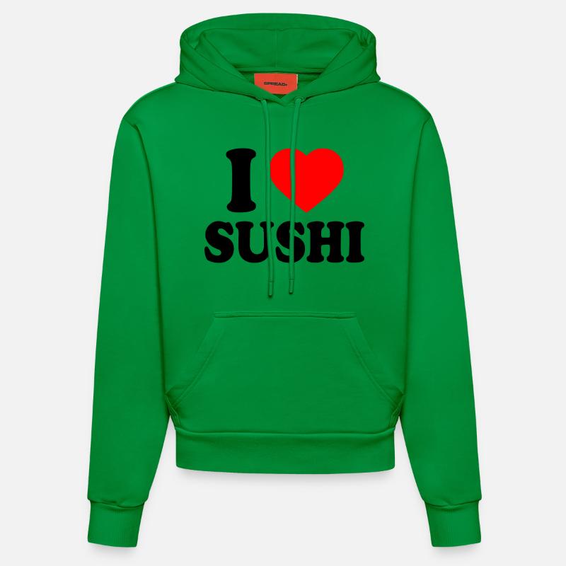 I love sushi - Sweat à capuche bio ajusté fabriqué en UE - City Green