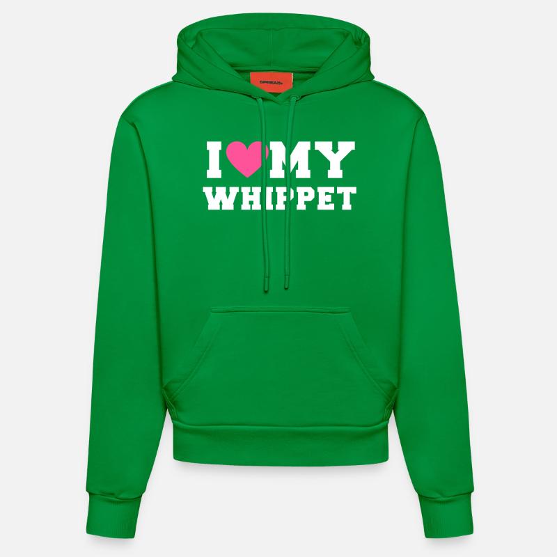 I love my Whippet - Sweat à capuche bio ajusté fabriqué en UE - City Green