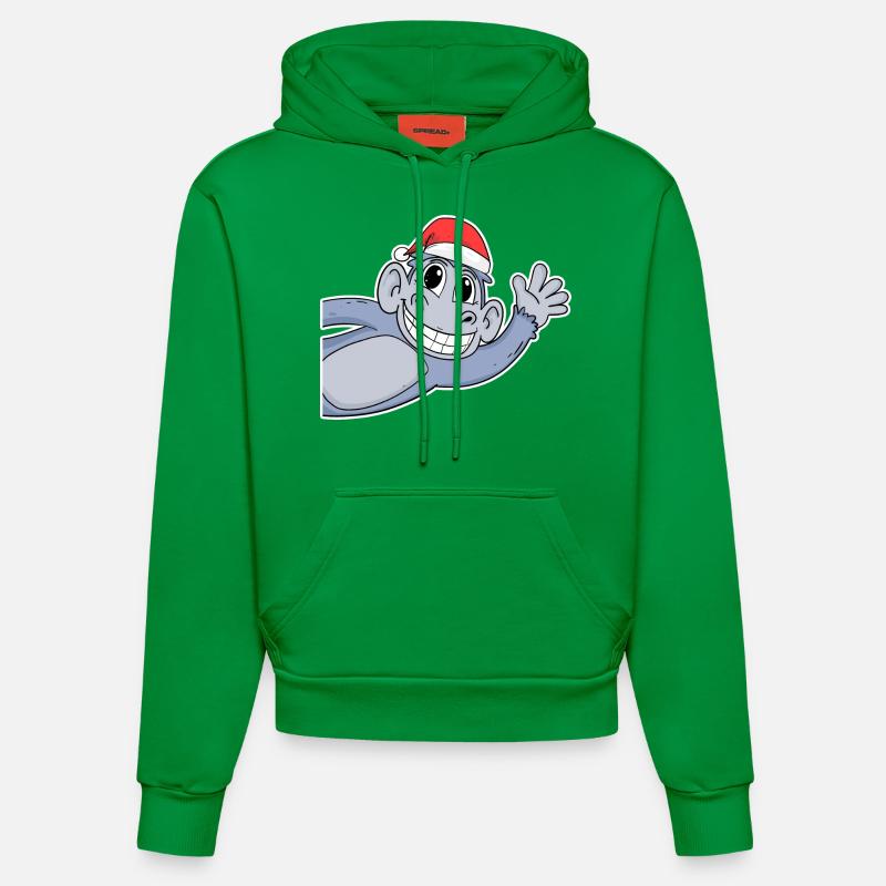 Noël singe - Sweat à capuche bio ajusté fabriqué en UE - City Green