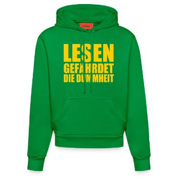 lesen gefährdet die dummheit - Organic Fitted Hoodie Made in EU - City Green - Vorne