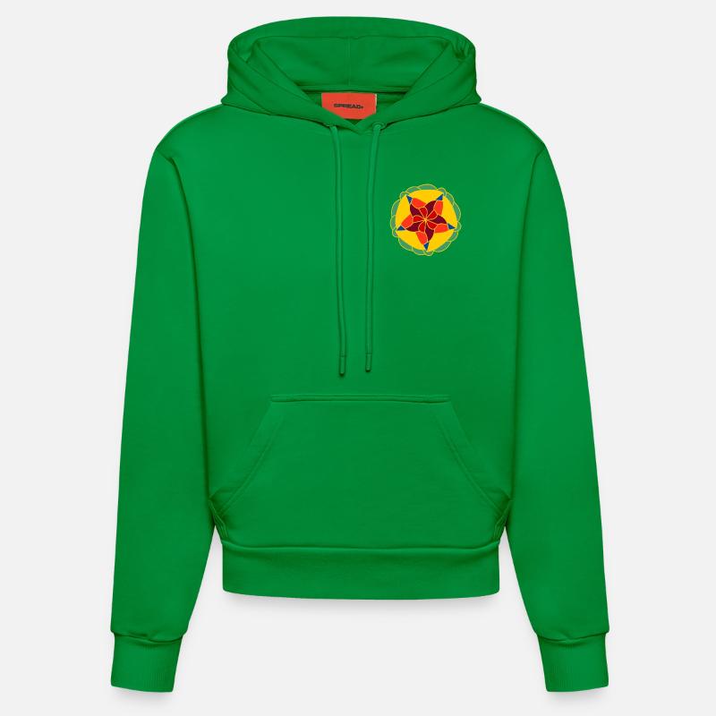 Mandala éclatant géométrique - Sweat à capuche bio ajusté fabriqué en UE - City Green
