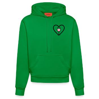 Heart + Rosé Wine – Rosé Lover - Organic Fitted Hoodie Made in EU - City Green - Front