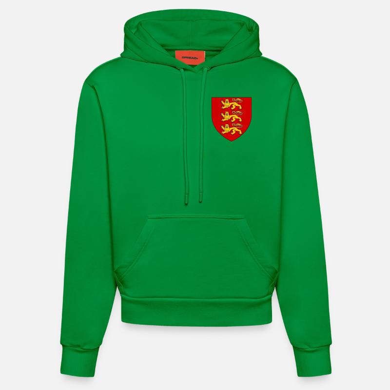 Blason héraldique médiéval de l'Angleterre - Sweat à capuche bio ajusté fabriqué en UE - City Green