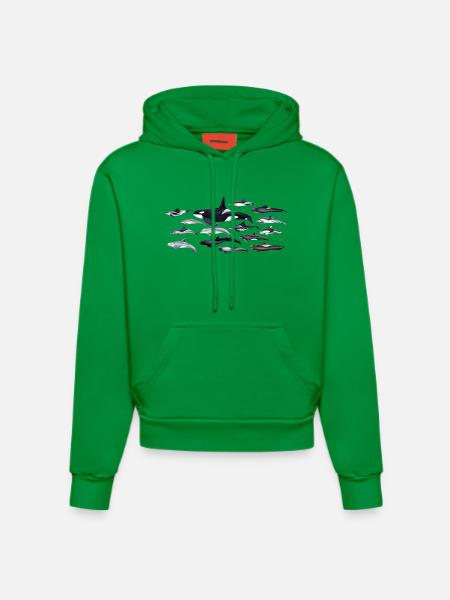 Dolphins - Dolphins - Dauphins - Delphinidae - Organic Fitted Hoodie Made in EU - City Green