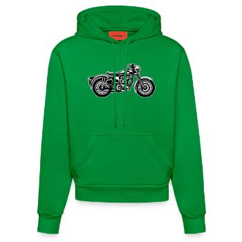 Motorcycle / Classic Motorcycle 04_black white - Organic Fitted Hoodie Made in EU - City Green - Front