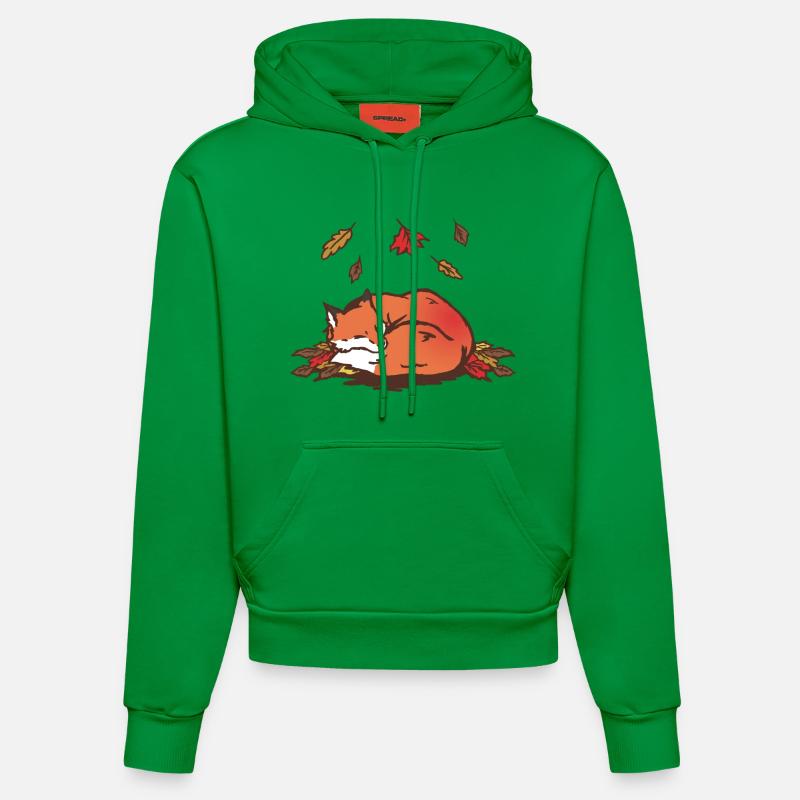 Illustration de renard d’automne tranquille - Sweat à capuche bio ajusté fabriqué en UE - City Green