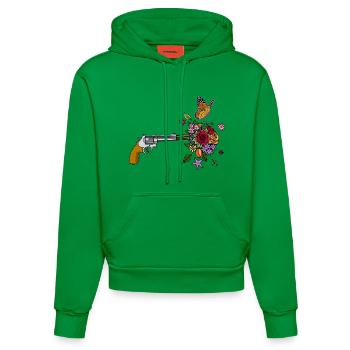 A gun for peace - Organic Fitted Hoodie Made in EU - City Green - Front