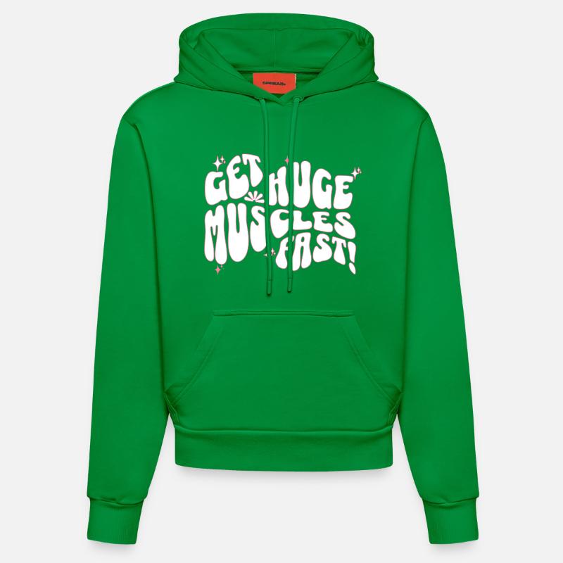 Big Muscles Fun Slogan Design - Sweat à capuche bio ajusté fabriqué en UE - City Green