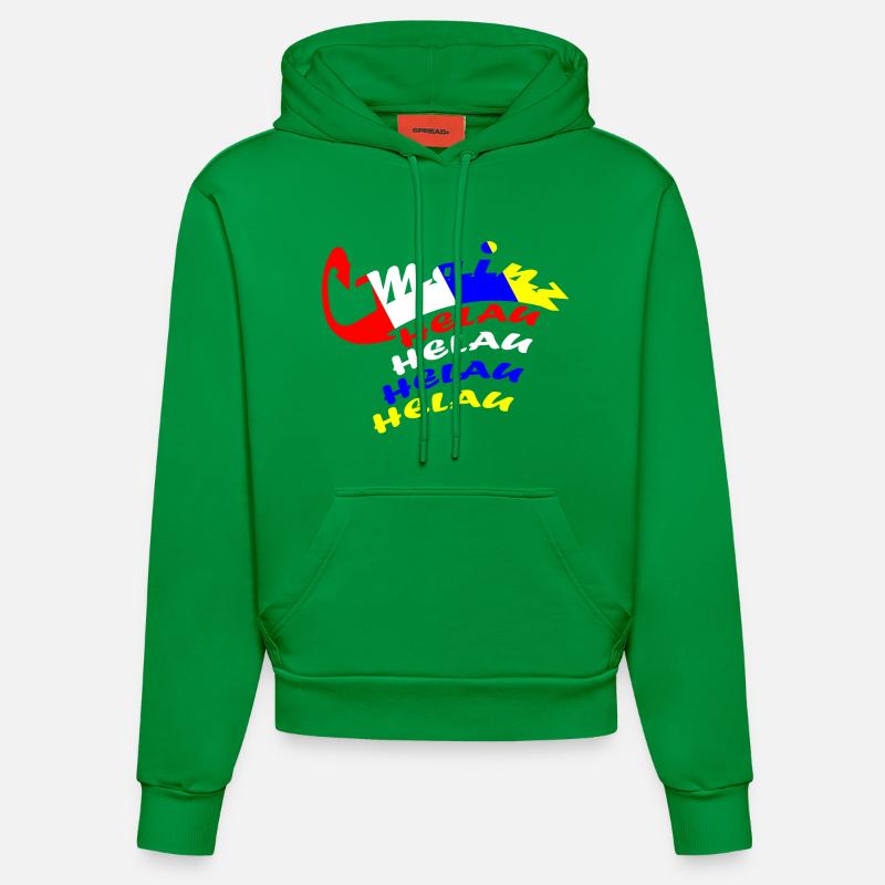 Conception du carnaval de Helau - Sweat à capuche bio ajusté fabriqué en UE - City Green
