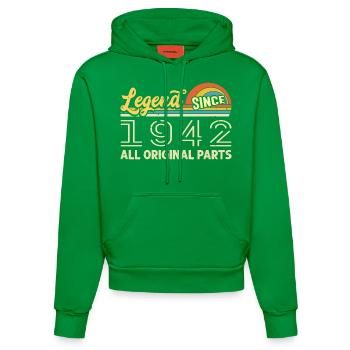 Legendary since 1942 Birthday 1942 Born 1942 - Organic Fitted Hoodie Made in EU - City Green - Front