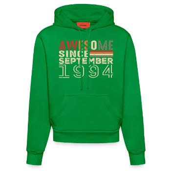 Septembre 1994, cadeau d’anniversaire Septembre 1994 - Sweat à capuche bio ajusté fabriqué en UE - City Green - Devant